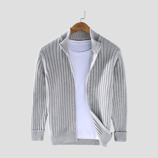 Gilet moderne en maille côtelée zippée pour homme
