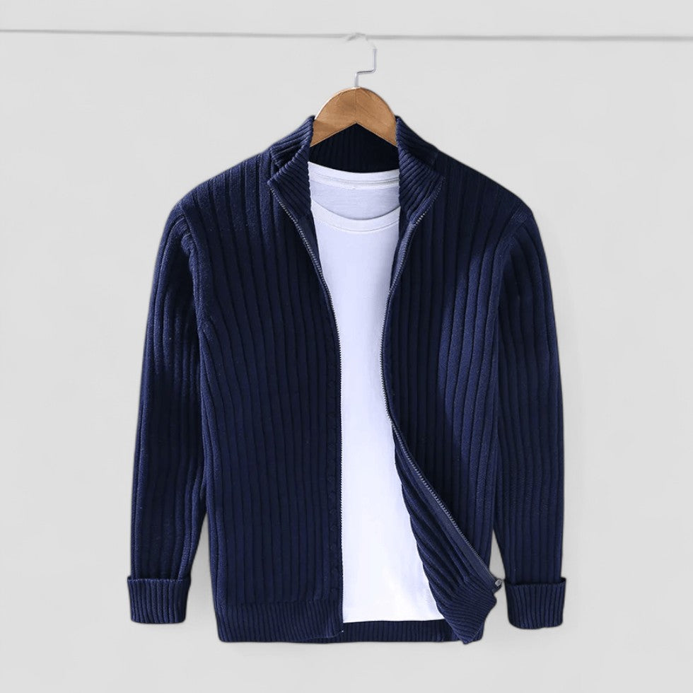 Gilet moderne en maille côtelée zippée pour homme