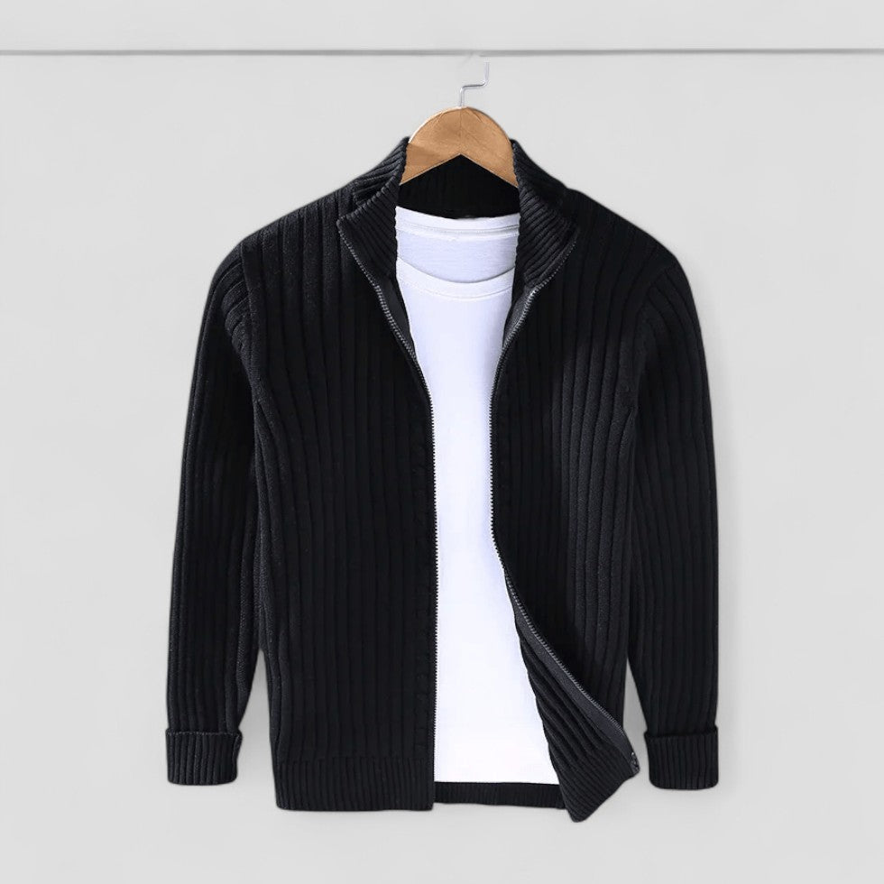 Gilet moderne en maille côtelée zippée pour homme
