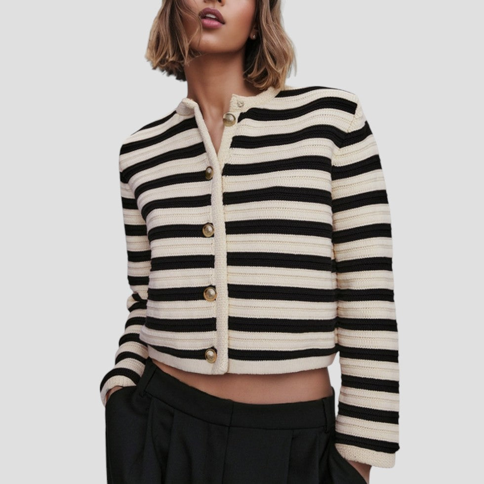 Gilet rayé à boutons pour femme