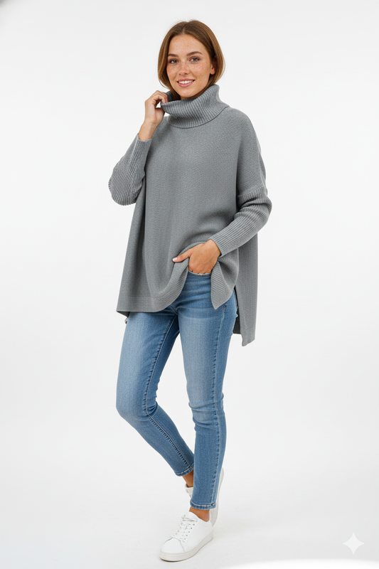 Pull Femme Col Roulé Doux Oversize Chic - LuxeStyle