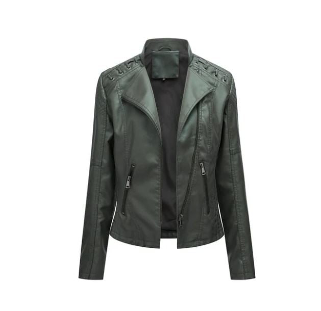 Veste Cuir Brun Féminine à Fermeture Éclair