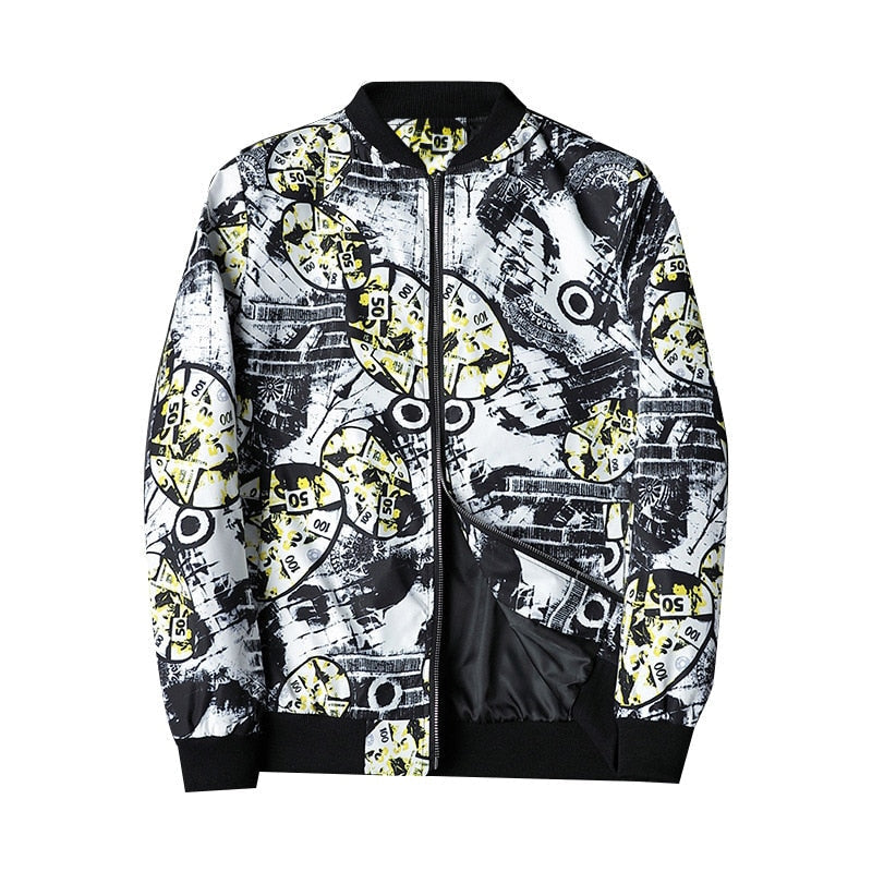 Blouson Streetwear Graphique à Fermeture Éclair pour Homme