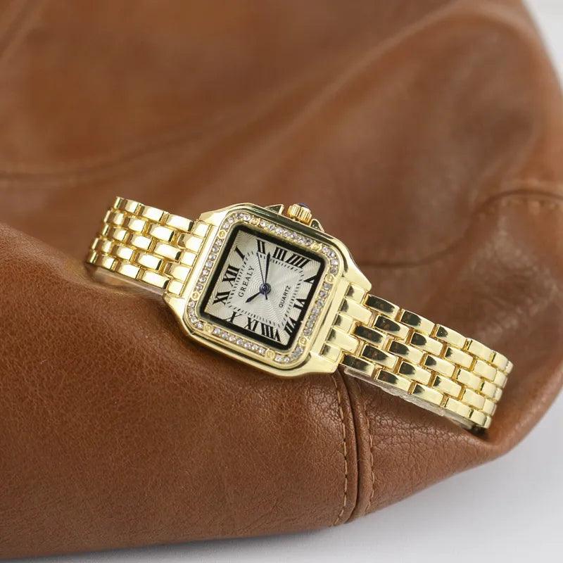 Montre Femme Élégante Carrée Chiffres Romains