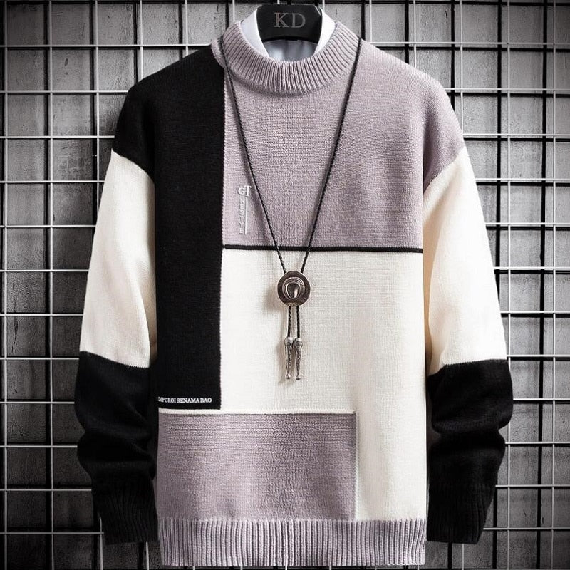 Pull en Patchwork Homme – Tricot Douillet & Style Détendu