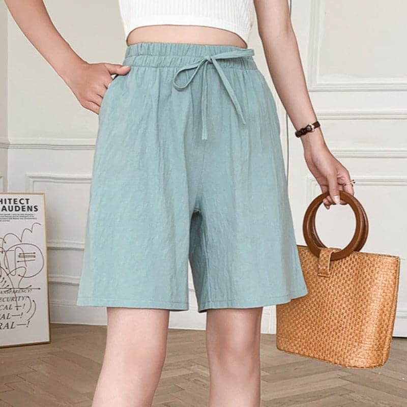 Short Lin Jaune Élégant pour Femme