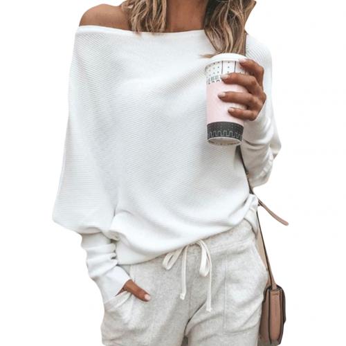 Pull Rouge Élégant Découpe Épaule pour Femme