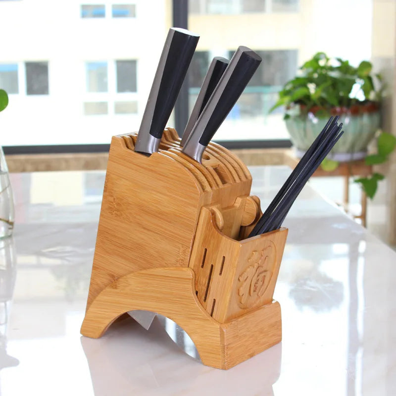Bloc à couteaux en bois naturel épuré - BlxckFR