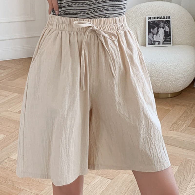 Short Lin Jaune Élégant pour Femme