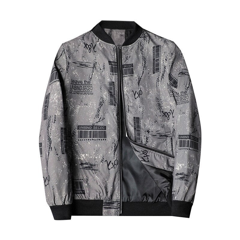 Blouson Streetwear Graphique à Fermeture Éclair pour Homme