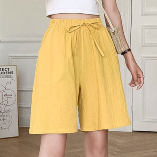 Short Lin Jaune Élégant pour Femme - LuxeStyle