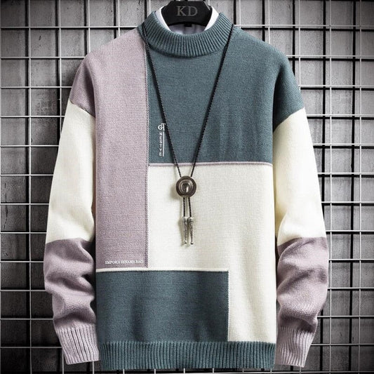 Pull en Patchwork Homme – Tricot Douillet & Style Détendu - LuxeStyle
