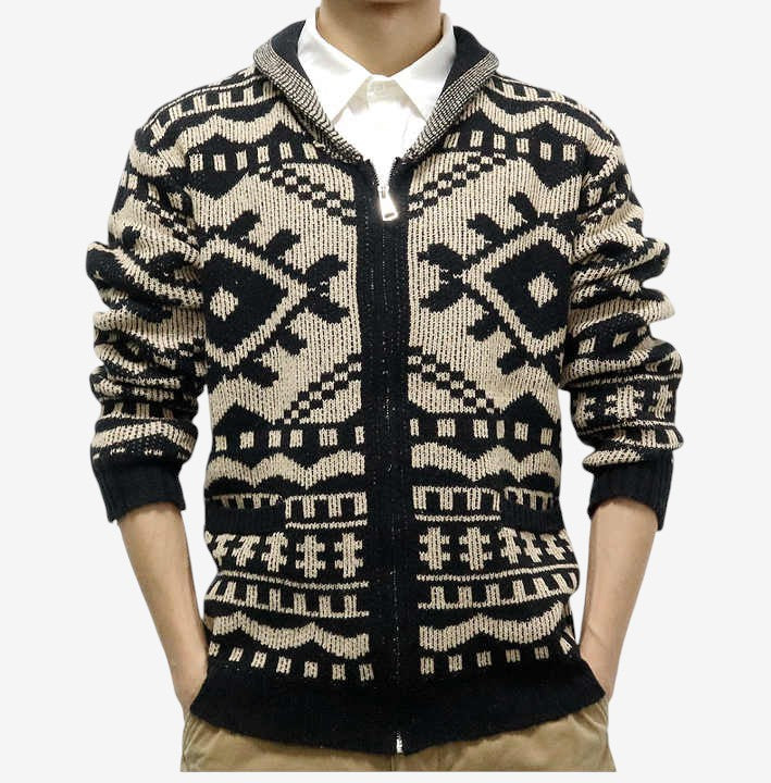 Veste zippée imprimée col rabattu pour homme - LuxeStyle