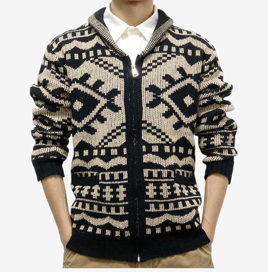 Veste zippée imprimée col rabattu pour homme - LuxeStyle