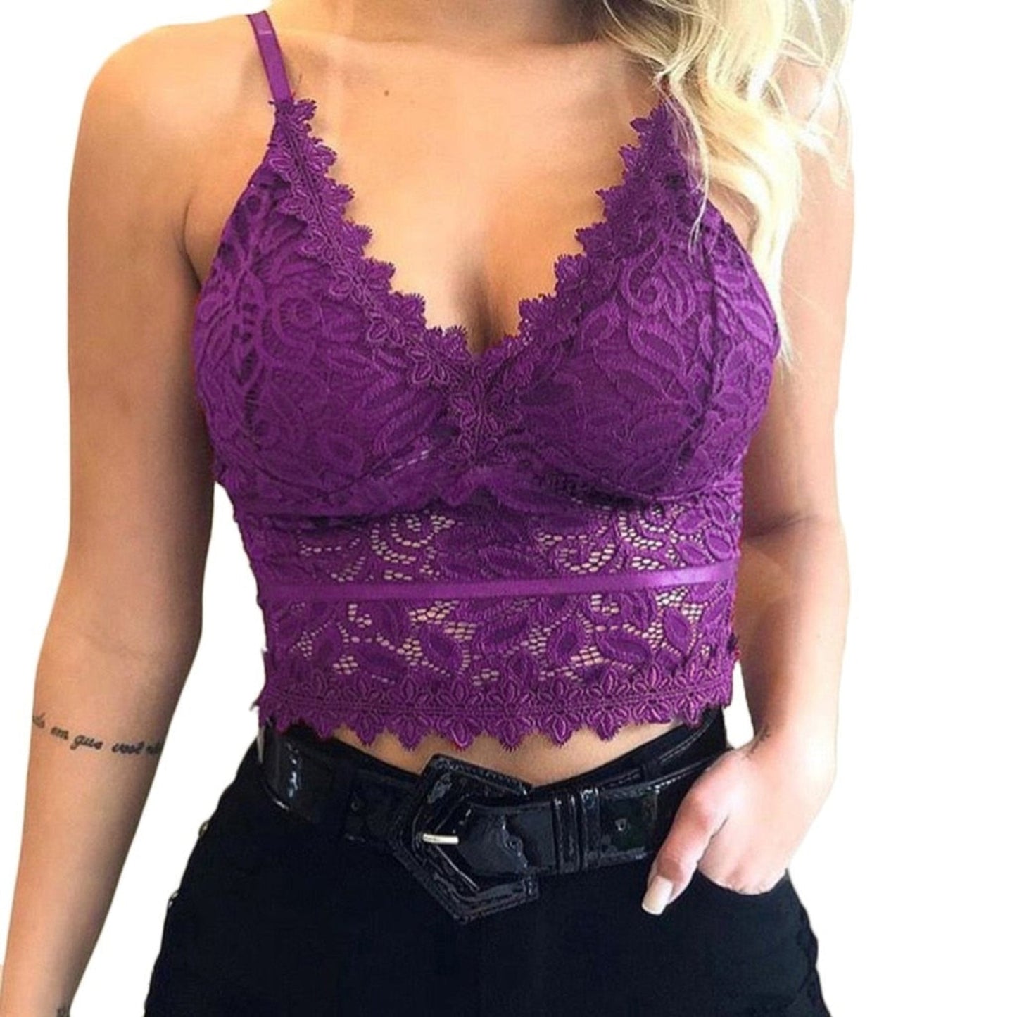 Top maille féminin col en V transparent - LuxeStyle