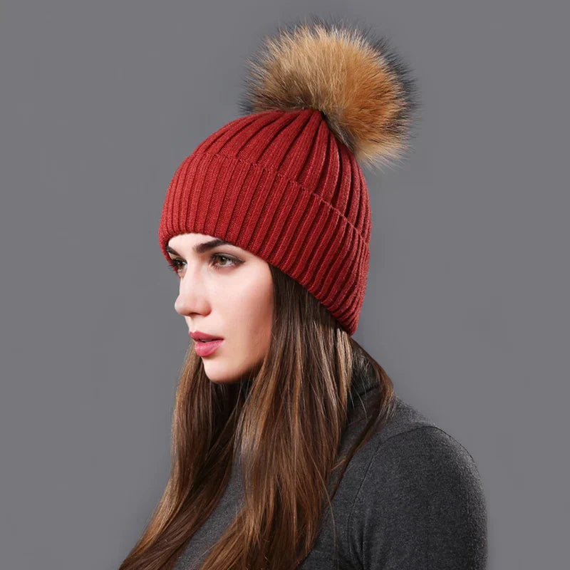 Bonnet Hiver Chaud avec Pompon pour Femme et Homme
