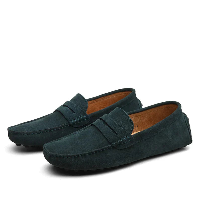 Mocassins cuir brun homme, semelle caoutchouc renforcée