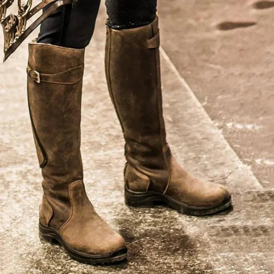 Bottes équitation femme cuir brun chic