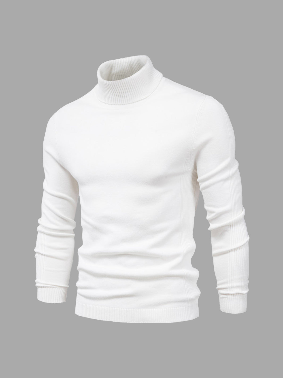 Pull Homme Blanc à Col Roulé Côtelé - LuxeStyle