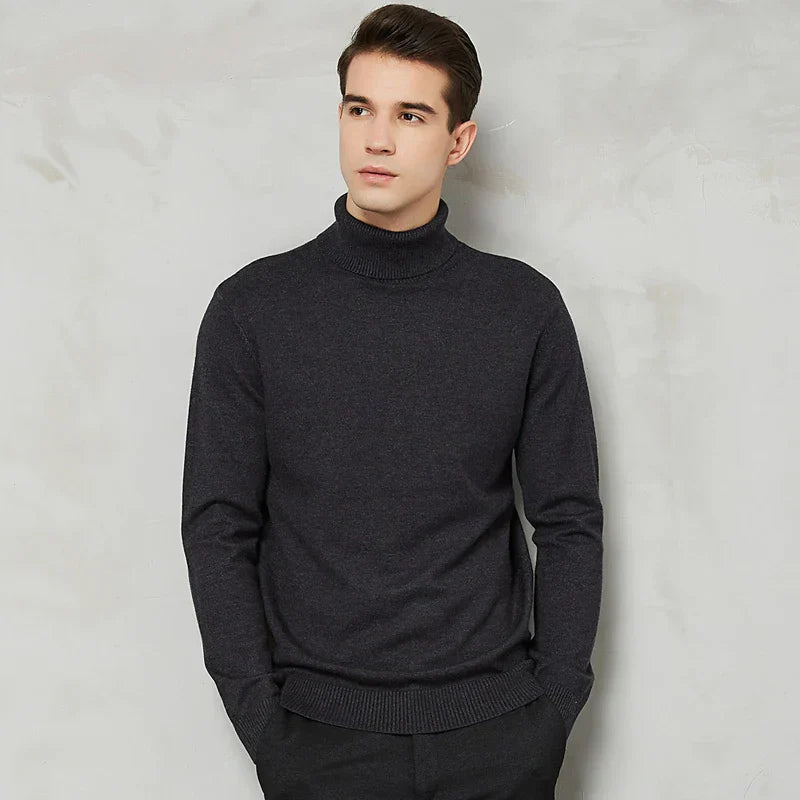 Pull en tricot roulé confortable pour homme