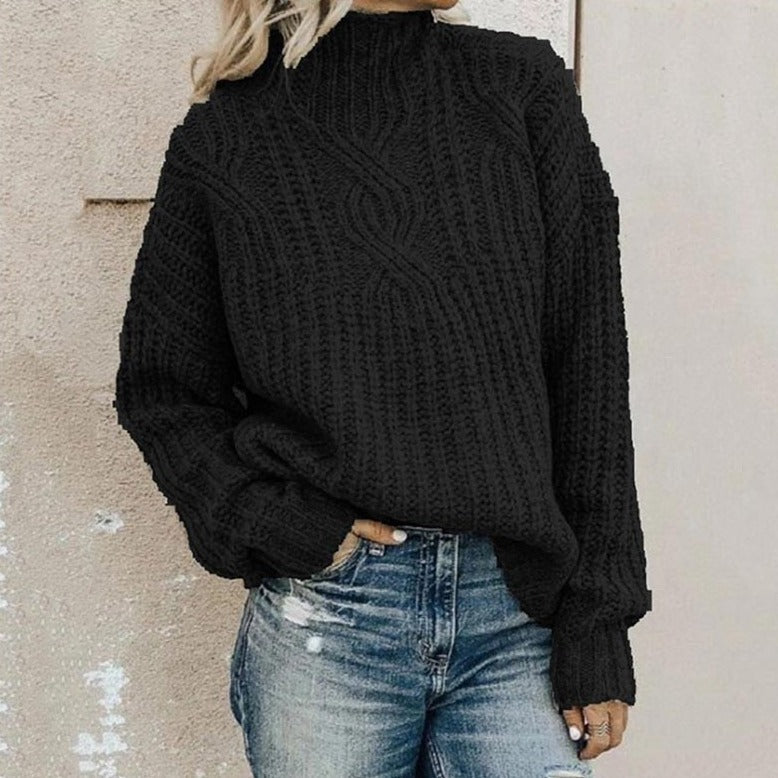 Pull Femme Élégant Noir Texturé - LuxeStyle