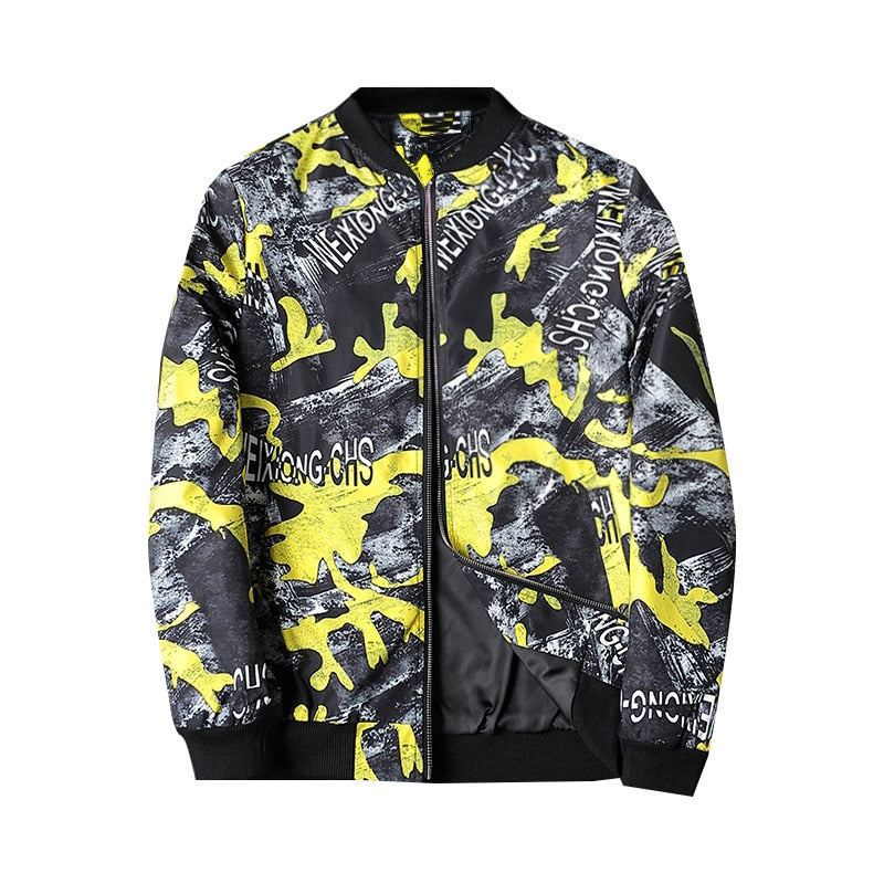 Blouson Streetwear Graphique à Fermeture Éclair pour Homme