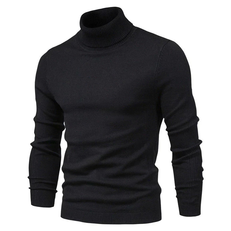 Pull Laine Douillet Col Roulé Brun pour Homme