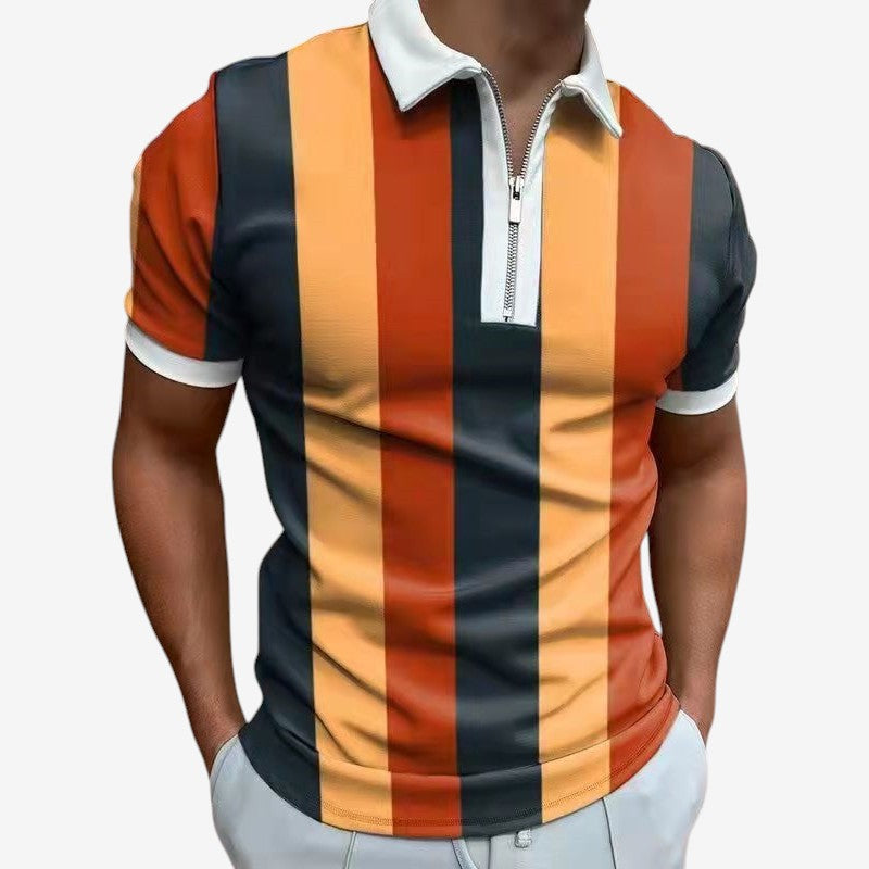 Polo Homme Manches Courtes Col Montant Éclair Rapide - LuxeStyle