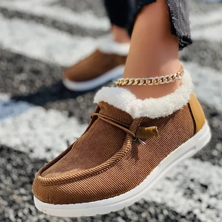 Chaussures plates élégantes à semelle caoutchouc et doublure en fausse fourrure - LuxeStyle
