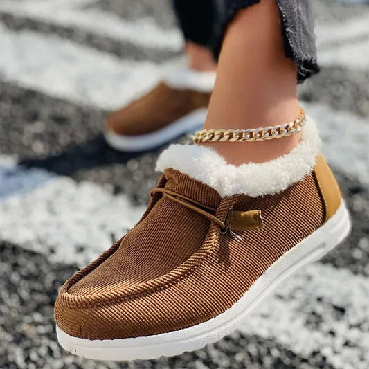 Chaussures plates élégantes à semelle caoutchouc et doublure en fausse fourrure - LuxeStyle
