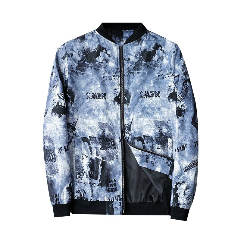 Blouson Streetwear Graphique à Fermeture Éclair pour Homme
