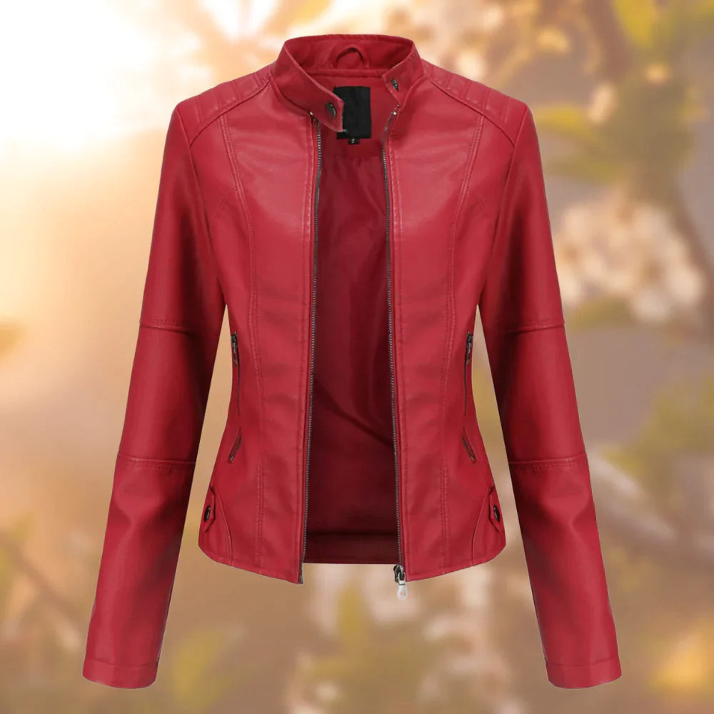 Veste Cuir Féminine Élégante – Blouson Taille Slim pour Automne
