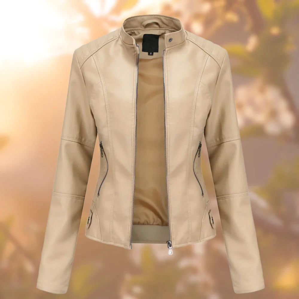 Veste Cuir Féminine Élégante – Blouson Taille Slim pour Automne