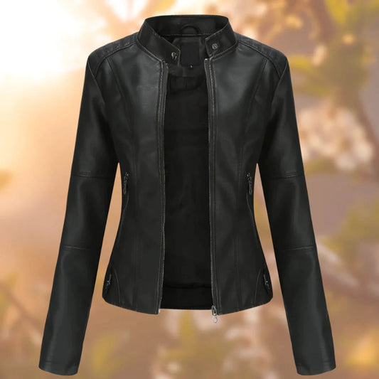 Veste Cuir Féminine Élégante – Blouson Taille Slim pour Automne - LuxeStyle
