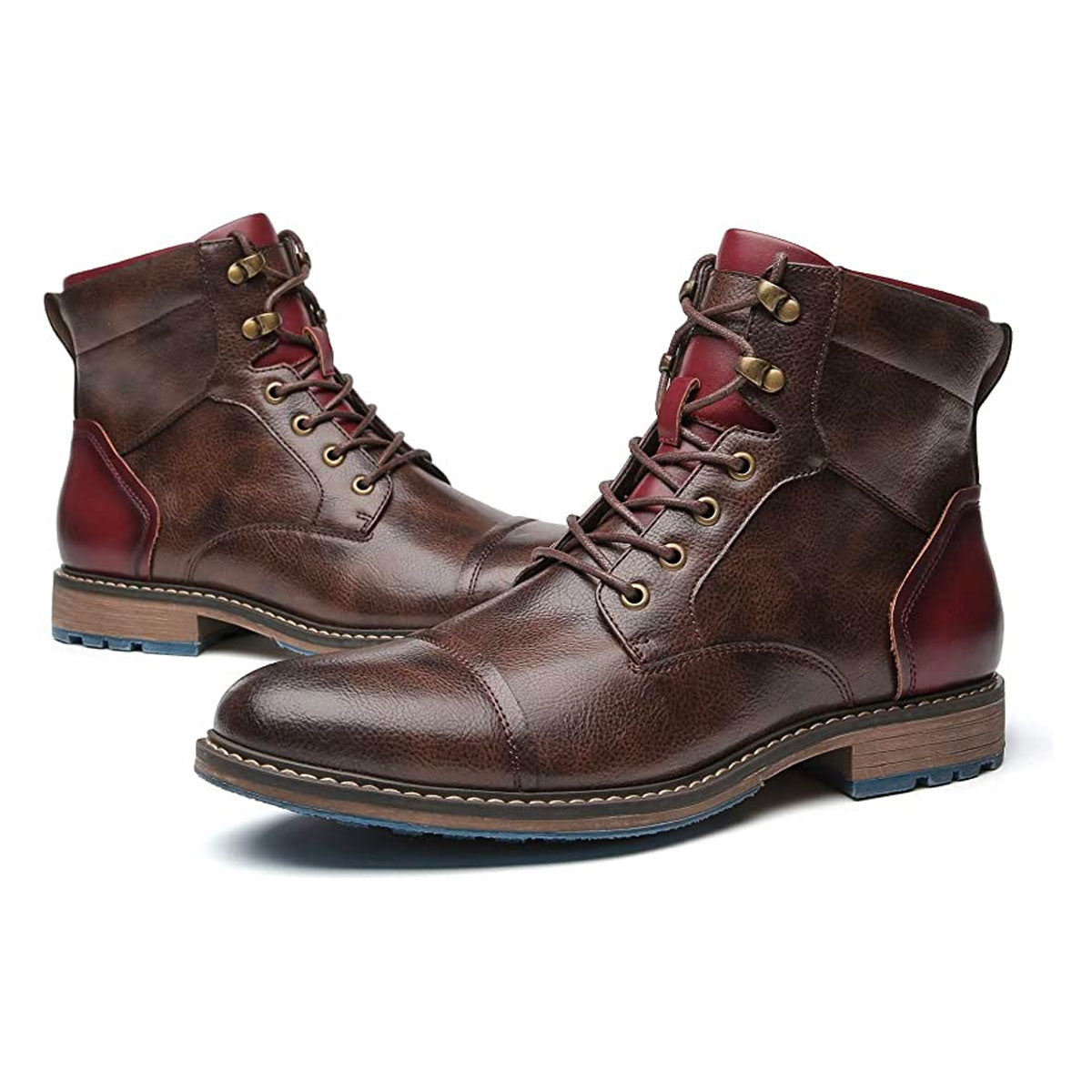 Bottes Cuir Brun Homme Éclair et Lacets