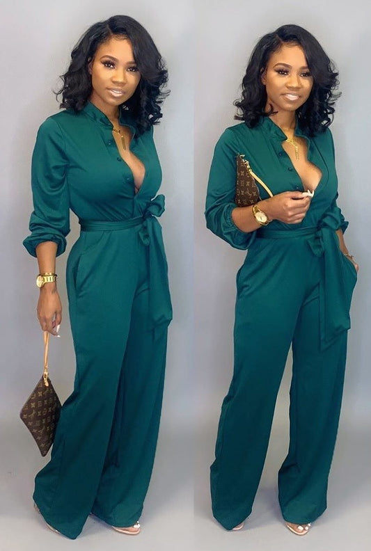 Combinaison Femme Élégante Boutonnée Longue - LuxeStyle