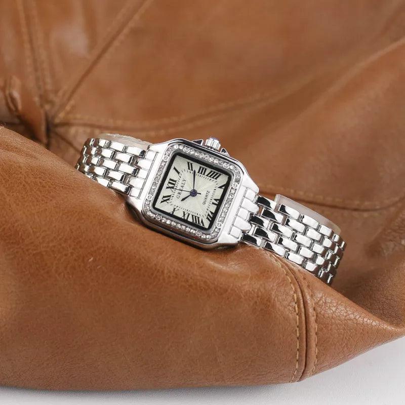 Montre Femme Élégante Carrée Chiffres Romains