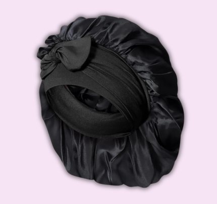 Chapeau satiné noir élégant pour femme - LuxeStyle