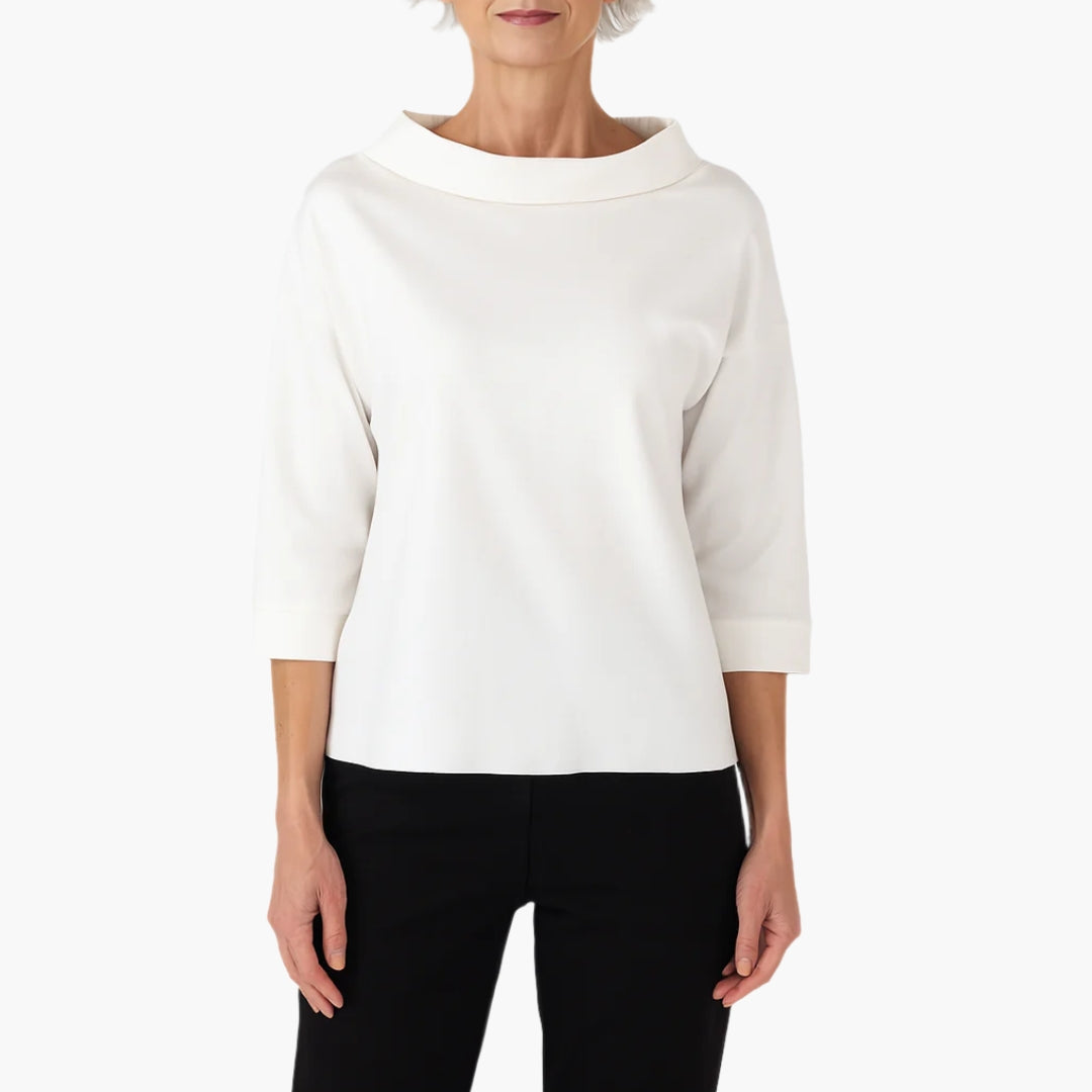 Top femme élégant col montant manches courtes - LuxeStyle