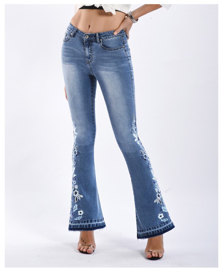 Jean Femme Élégant Taille Haute Fleuri pour Tous les Jours - LuxeStyle