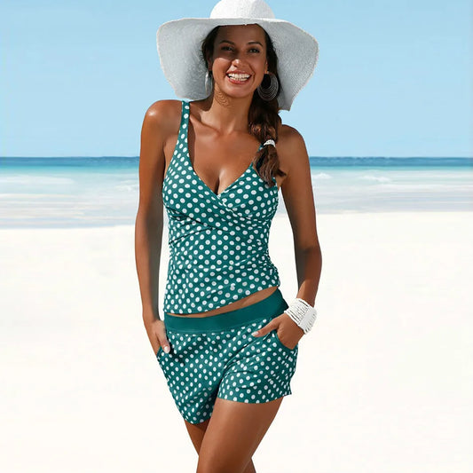 Maillot de bain femme pois avec culotte courte - LuxeStyle
