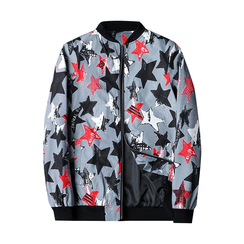 Blouson Streetwear Graphique à Fermeture Éclair pour Homme