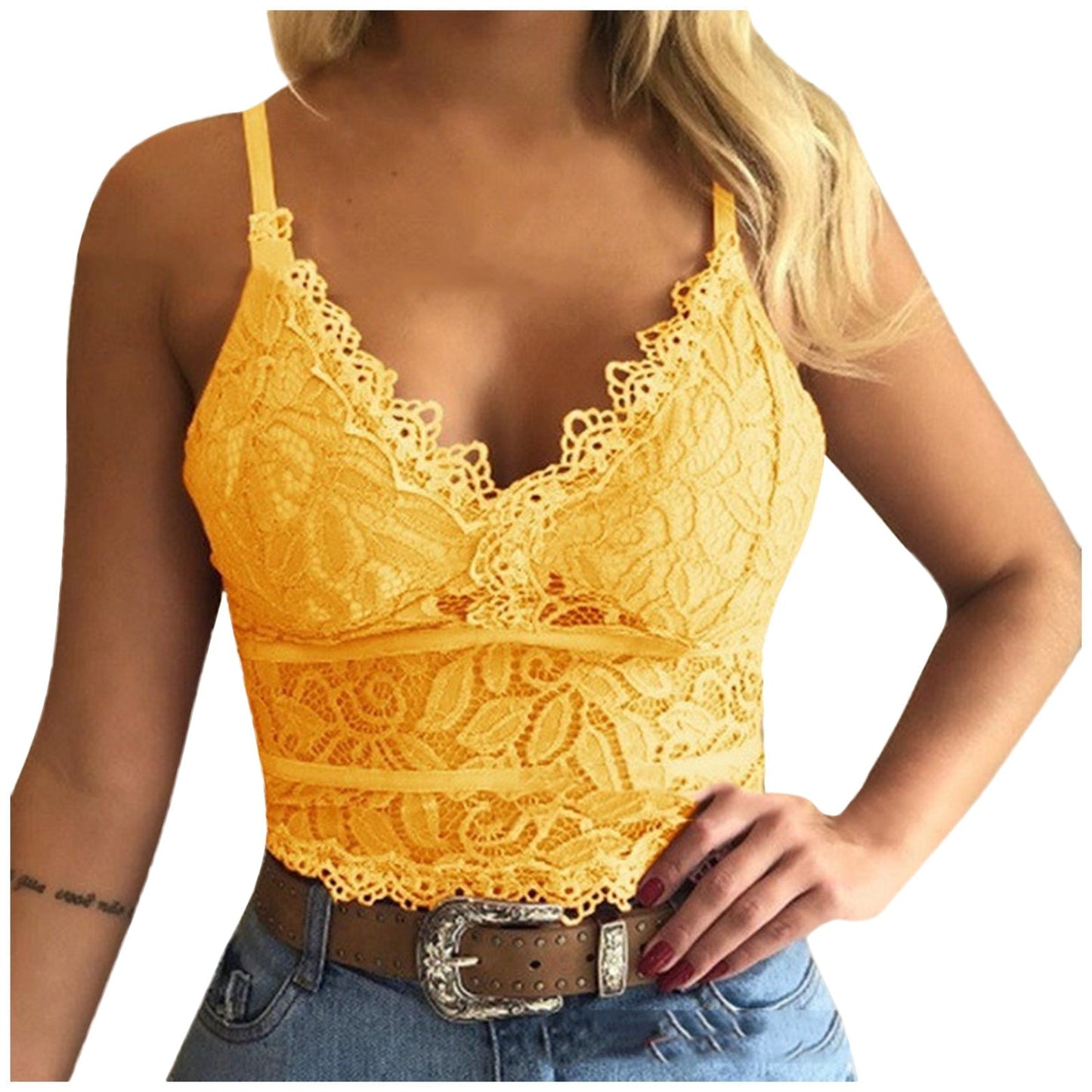 Top maille féminin col en V transparent