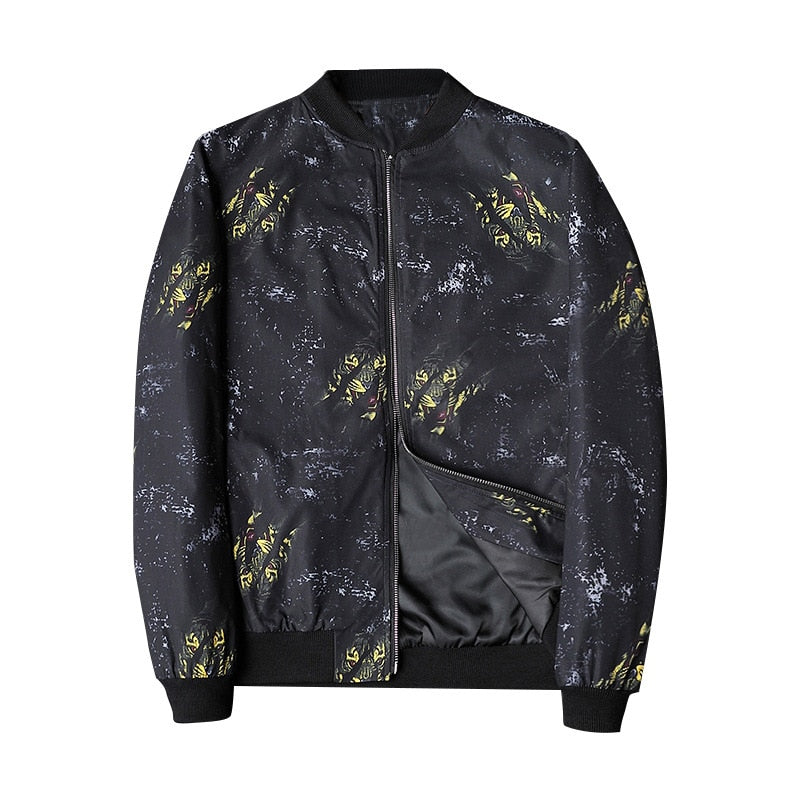 Blouson Streetwear Graphique à Fermeture Éclair pour Homme