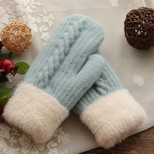 Gants Tricotés Femmes avec Bord Coton pour Hiver - LuxeStyle