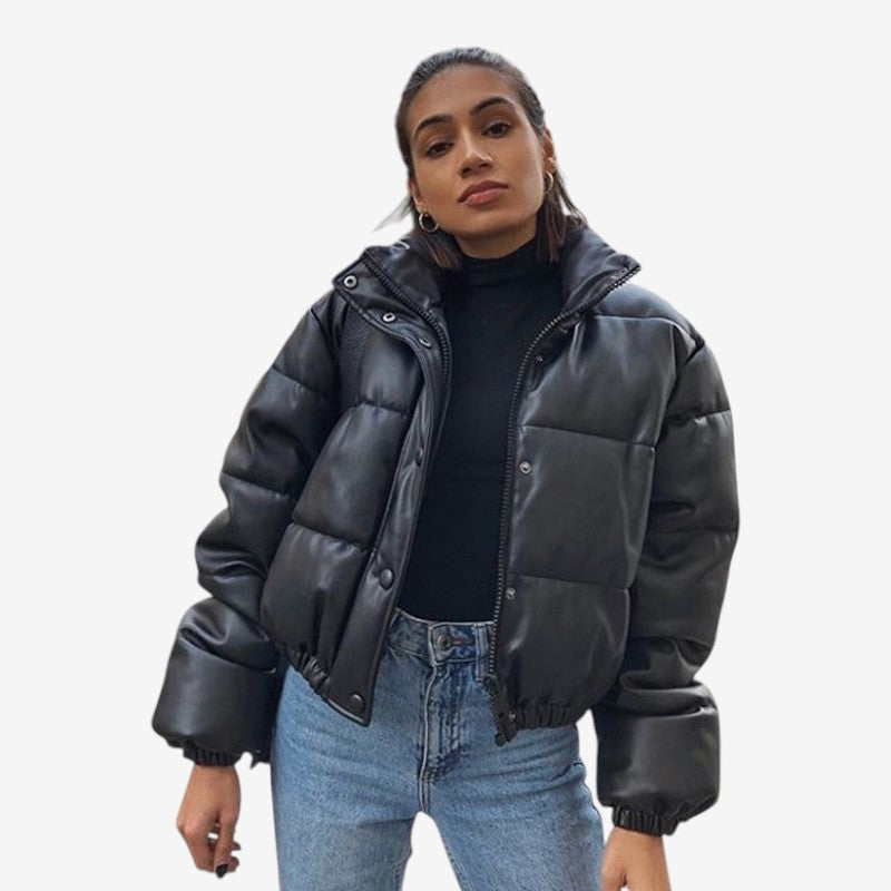 Blouson Élégant Manches Longues Col Montant - LuxeStyle