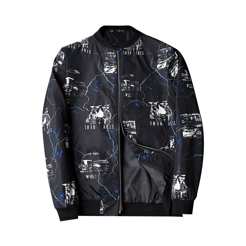 Blouson Streetwear Graphique à Fermeture Éclair pour Homme - LuxeStyle