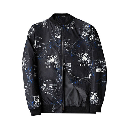 Blouson Streetwear Graphique à Fermeture Éclair pour Homme - LuxeStyle