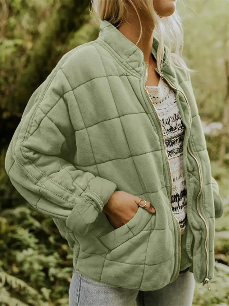 Veste Douillette Cuir Automne Femme