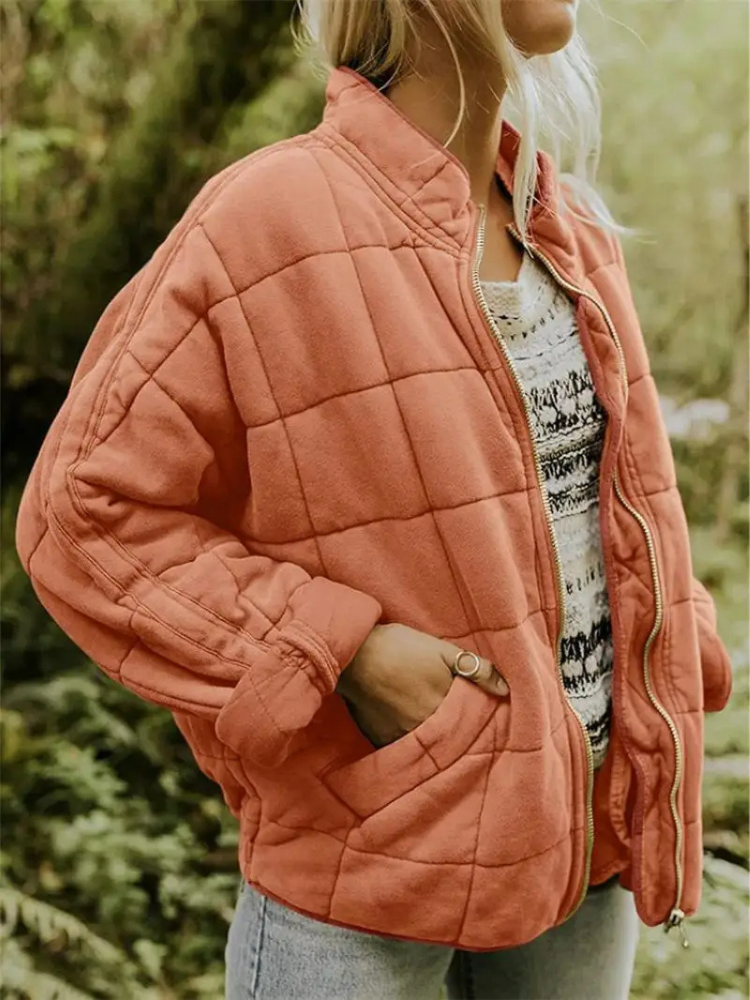 Veste Douillette Cuir Automne Femme